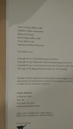 Books on books: The Banquet | Nobuyoshi Araki, Ivan Vartanian | Errata editions 2012